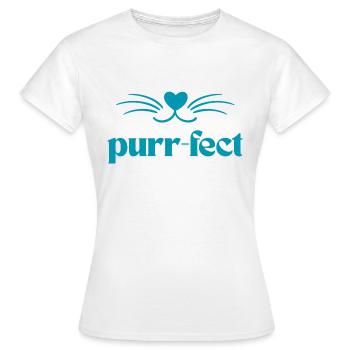 Purr-Fect / Cats T Shirt with Cute Purrs - Women's T-Shirt - white - Front - AI Model Female 172 dark (172cm)