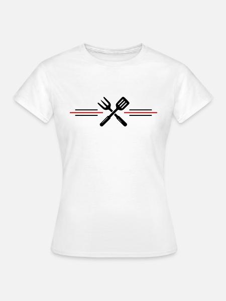 Grill Besteck Grillen Symbol - Frauen T-Shirt - Weiß