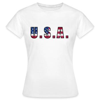 États-Unis _ 01 - T-shirt Femme - blanc - Devant - AI Model Female 172 dark (172cm)