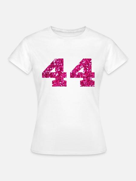 Nummer 44 Pink Glitter - 44. Jahrestag - Frauen T-Shirt - Weiß