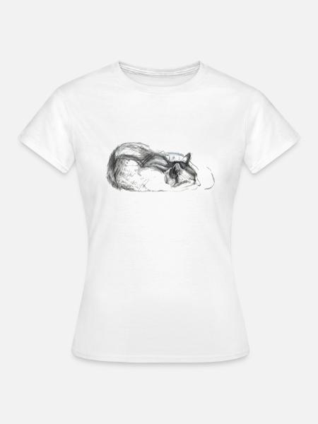 Katze schlafend - Frauen T-Shirt - Weiß