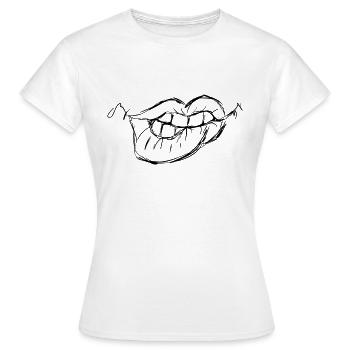 Lèvres sexy, à tomber amoureux, idée cadeau, morsure - T-shirt Femme - blanc - Devant - AI Model Female 172 dark (172cm)
