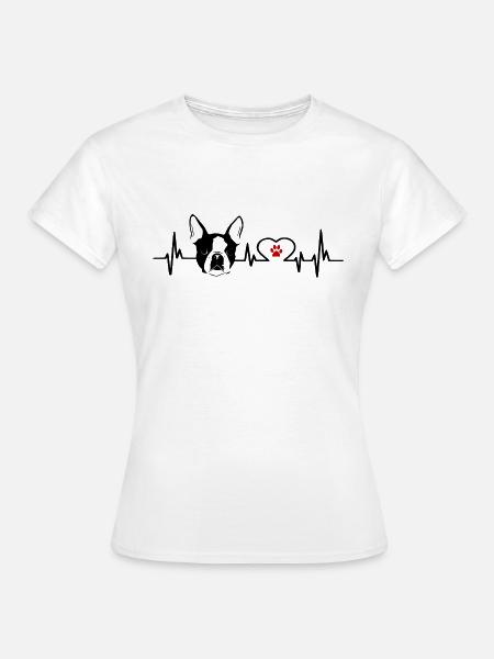 Herzschlag Boston Terrier Hund Hundefreund - Frauen T-Shirt - Weiß