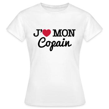 J'aime mon copain - T-shirt Femme - blanc - Devant - AI Model Female 172 dark (172cm)