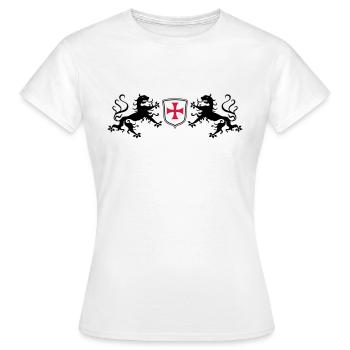 Löwen Templer Kreuz - Frauen T-Shirt - Weiß - Vorne - AI Model Female 172 dark (172cm)