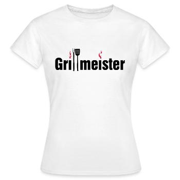 Grillmeister mit Grillbesteck - Frauen T-Shirt - Weiß - Vorne - AI Model Female 172 dark (172cm)