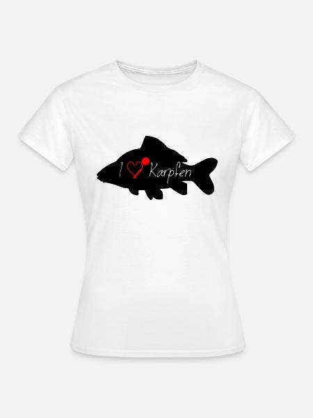 I love KARPFEN schwarz transparent - Frauen T-Shirt - Weiß