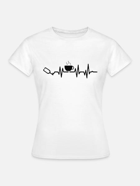 Kaffee Herzschlag - Frauen T-Shirt - Weiß