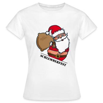Dicker Weihnachtsmann mit Sack - Frauen T-Shirt - Weiß - Vorne - AI Model Female 172 dark (172cm)