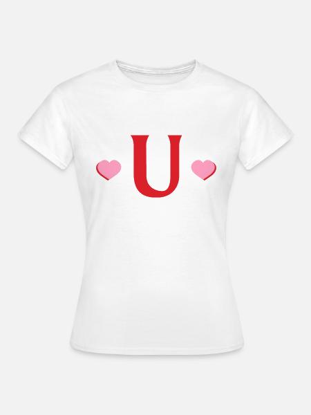 Buchstabe u Rote Herzen - Frauen T-Shirt - Weiß