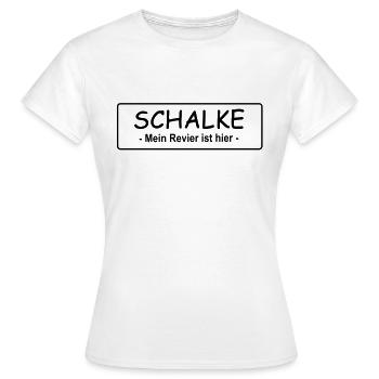 Schalke - Mein Revier ist hier - Frauen T-Shirt - Weiß - Vorne - AI Model Female 172 dark (172cm)