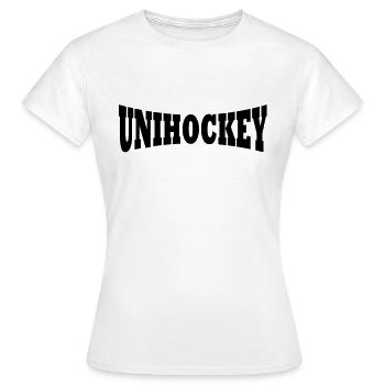 Unihockey Schriftzug - Frauen T-Shirt - Weiß - Vorne - AI Model Female 172 dark (172cm)