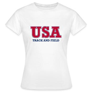 USA Athlétisme - Couleurs Nationales - Amérique - T-shirt Femme - blanc - Devant - AI Model Female 172 dark (172cm)