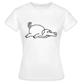 Grillon de porc mort inconscient mangeant de la viande - T-shirt Femme - blanc - Devant - AI Model Female 172 dark (172cm)