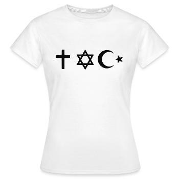 Religion, Islam, Judentum, Gott, Christ - Frauen T-Shirt - Weiß - Vorne - AI Model Female 172 dark (172cm)