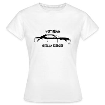 CHALLENGER DEMON SLOGAN - T-shirt Femme - blanc - Devant - AI Model Female 172 dark (172cm)