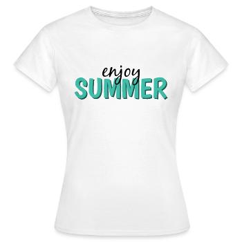 enjoy summer - Women's T-Shirt - white - Front - AI Model Female 172 dark (172cm)