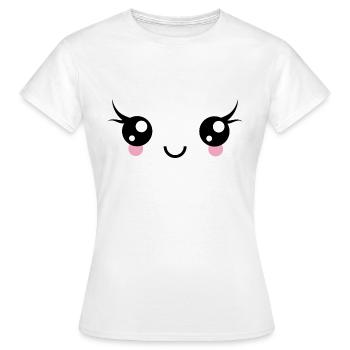 Happy Kawaii yeux visage émoticône émoticône Smi - T-shirt Femme - blanc - Devant - AI Model Female 172 dark (172cm)