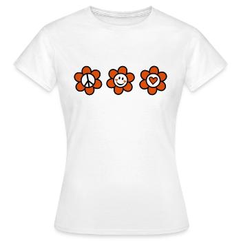 Peace Love Happy Flower Power - Women's T-Shirt - white - Front - AI Model Female 172 dark (172cm)