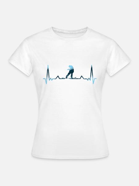 Herzschlag Snowboard Board - Frauen T-Shirt - Weiß
