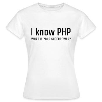 Je connais PHP - T-shirt Femme - blanc - Devant - AI Model Female 172 dark (172cm)