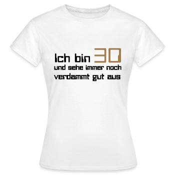 30 - Women's T-Shirt - white - Front - AI Model Female 172 dark (172cm)