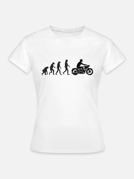 Motorradfahrer - Menschliche Evolution - Frauen T-Shirt - Weiß