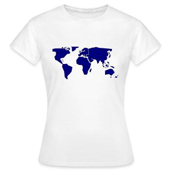 Weltkarte Navy Blau - Frauen T-Shirt - Weiß - Vorne - AI Model Female 172 dark (172cm)