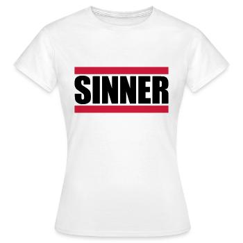 Sinner Text Logo - Women's T-Shirt - white - Front - AI Model Female 172 dark (172cm)