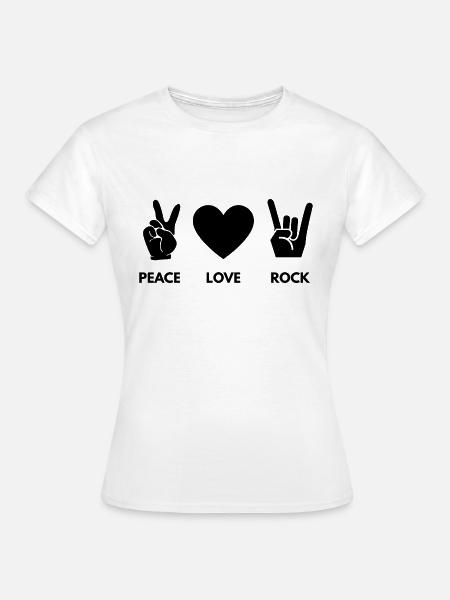 Peace Love Rock - Frauen T-Shirt - Weiß