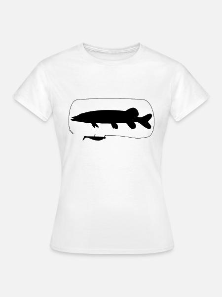 Hecht mit Gummifisch - Frauen T-Shirt - Weiß