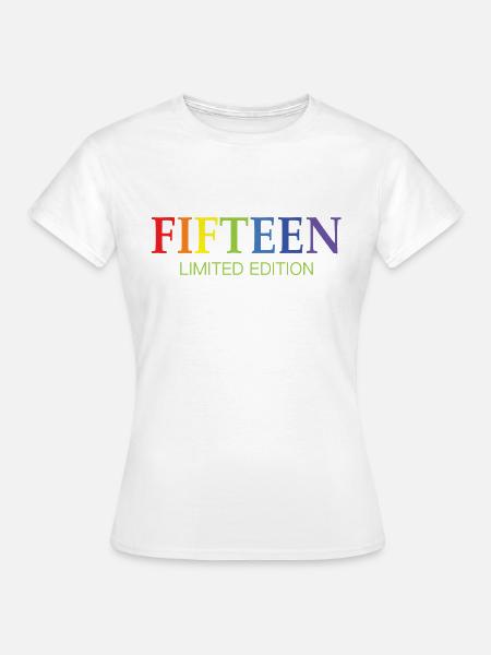 15. Geburtstag Geschenk Regenbogen - Frauen T-Shirt - Weiß