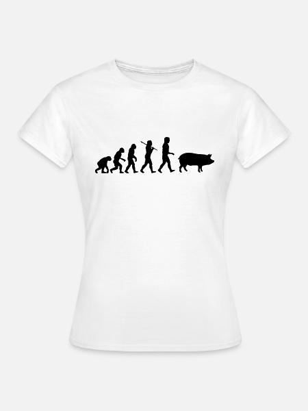 Evolution zum Schwein - Frauen T-Shirt - Weiß