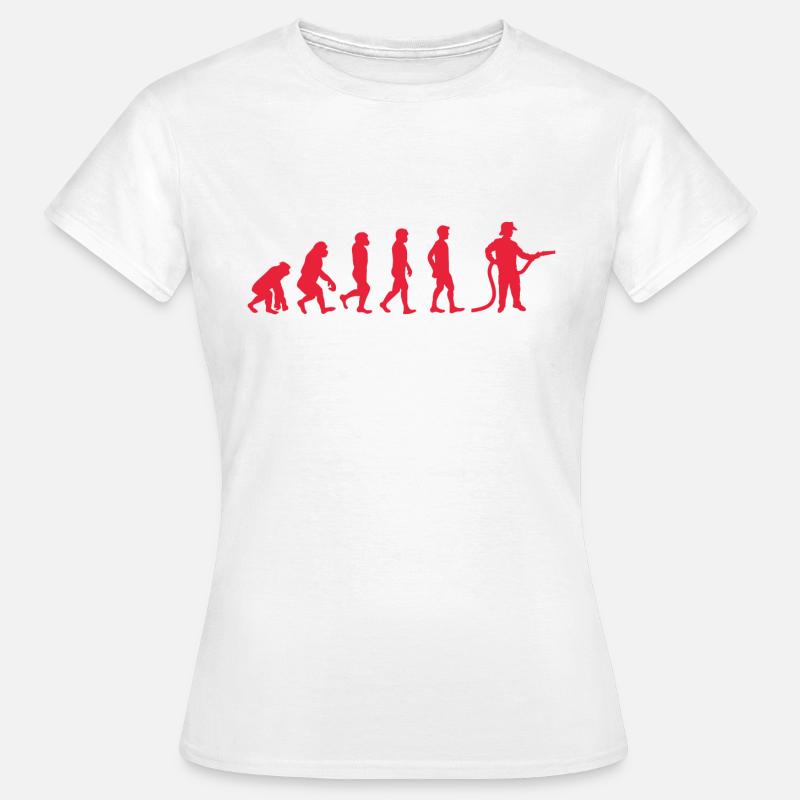 Evolution Feuerwehrmann rot - Frauen T-Shirt - Weiß