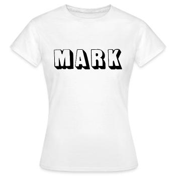 Name - Mark - Frauen T-Shirt - Weiß - Vorne - AI Model Female 172 dark (172cm)