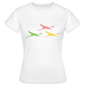 fliegende Flamingos - Frauen T-Shirt - Weiß - Vorne - AI Model Female 172 dark (172cm)
