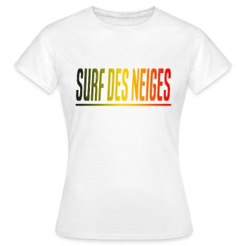 SURF DES NEIGES CADEAU SPORT SURFEUR BELGIQUE - T-shirt Femme - blanc - Devant - AI Model Female 172 dark (172cm)