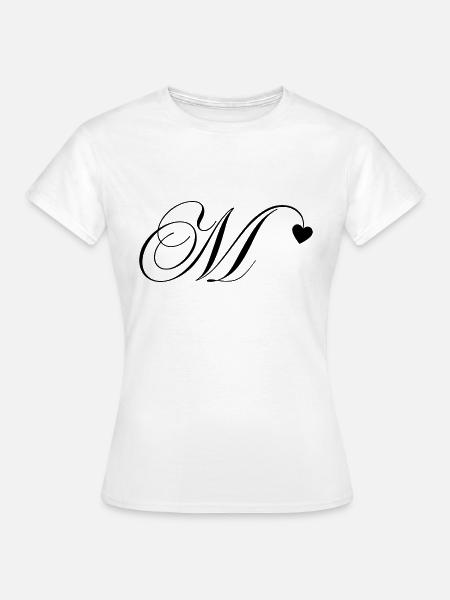 Buchstabe m Kalligraphie Herz - Frauen T-Shirt - Weiß