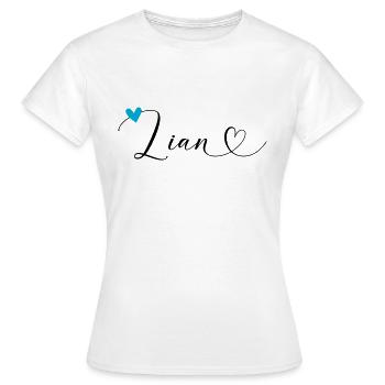 Lian Nom Prénom Calligraphie Coeur - T-shirt Femme - blanc - Devant - AI Model Female 172 dark (172cm)
