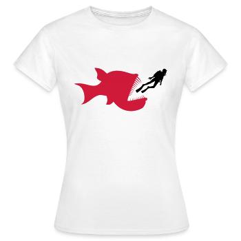 monster taucher tiefsee fisch gefaehrlich zaehne h - Frauen T-Shirt - Weiß - Vorne - AI Model Female 172 dark (172cm)