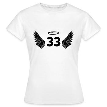 Nummer 33 Engel - Flügel zum 33. Geburtstag - Frauen T-Shirt - Weiß - Vorne - AI Model Female 172 dark (172cm)