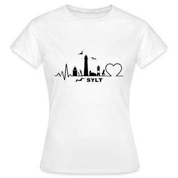Skyline - Sylt Westerland Herz - Frauen T-Shirt - Weiß - Vorne - AI Model Female 172 dark (172cm)