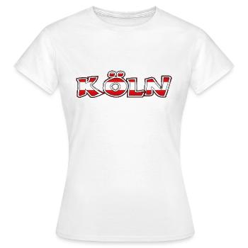 "Köln" Rot-Weiss [300 Trojans Greco] - Frauen T-Shirt - Weiß - Vorne - AI Model Female 172 dark (172cm)