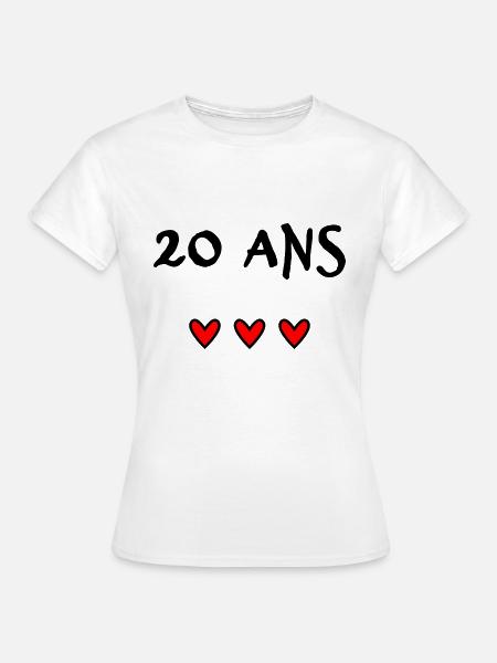 20 ANS. 20e ANNIVERSAIRE. ANNIVERSAIRE 20 ANS - T-shirt Femme - blanc