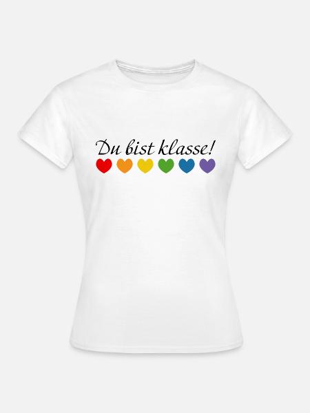 Regenbogenherzchen du bist klasse - Frauen T-Shirt - Weiß