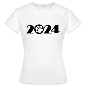 Dog 2024, Pet 2024, Paw 2024 - Women's T-Shirt - white - Front - AI Model Female 172 dark (172cm)