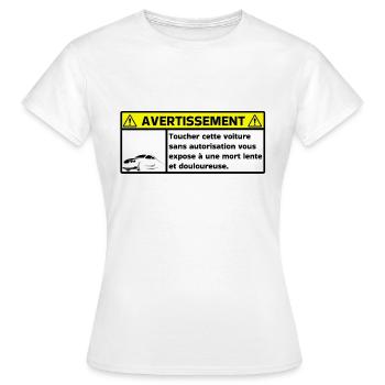 Warnung - Frauen T-Shirt - Weiß - Vorne - AI Model Female 172 dark (172cm)