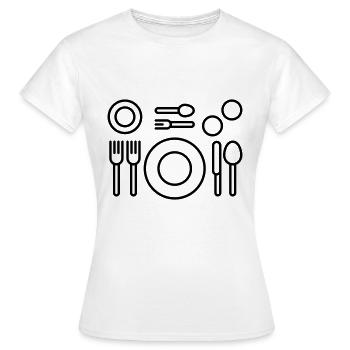 Gedeck für mehrgängiges Menü. Restaurant Symbol - Frauen T-Shirt - Weiß - Vorne - AI Model Female 172 dark (172cm)