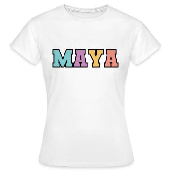 Name - Maya - Frauen T-Shirt - Weiß - Vorne - AI Model Female 172 dark (172cm)