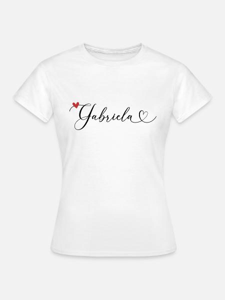 Gabriela Cognome Nome Calligrafia Cuore - Maglietta da donna - bianco